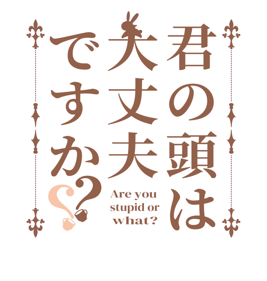 君の頭は大丈夫ですか？？Are you  stupid or      what?