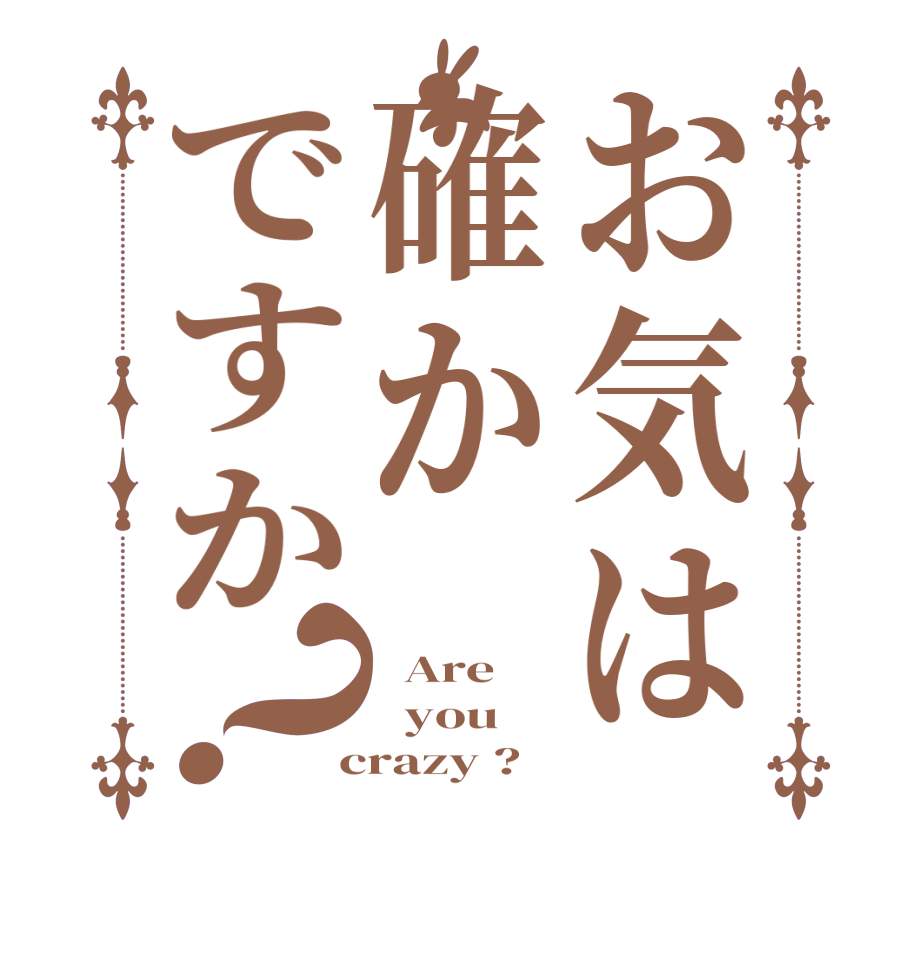 お気は確かですか？  Are   you  crazy ?  