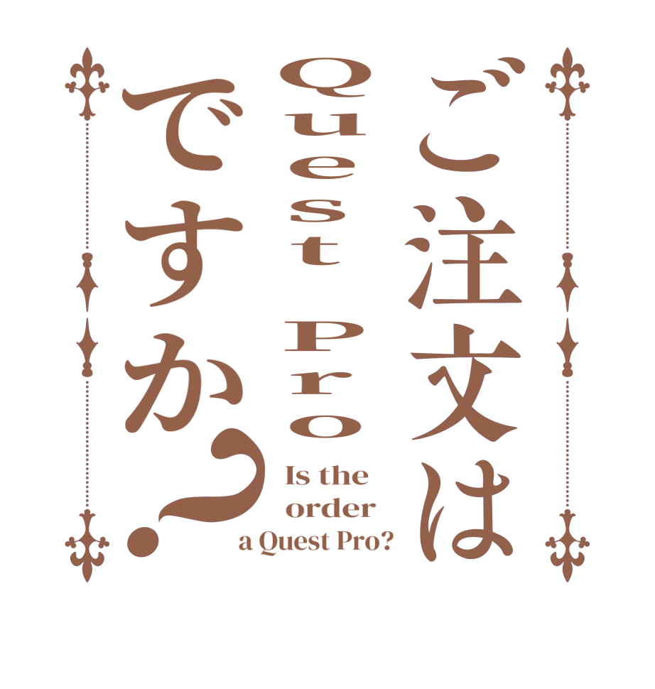 ご注文はQuest Proですか？  Is the      order    a Quest Pro?