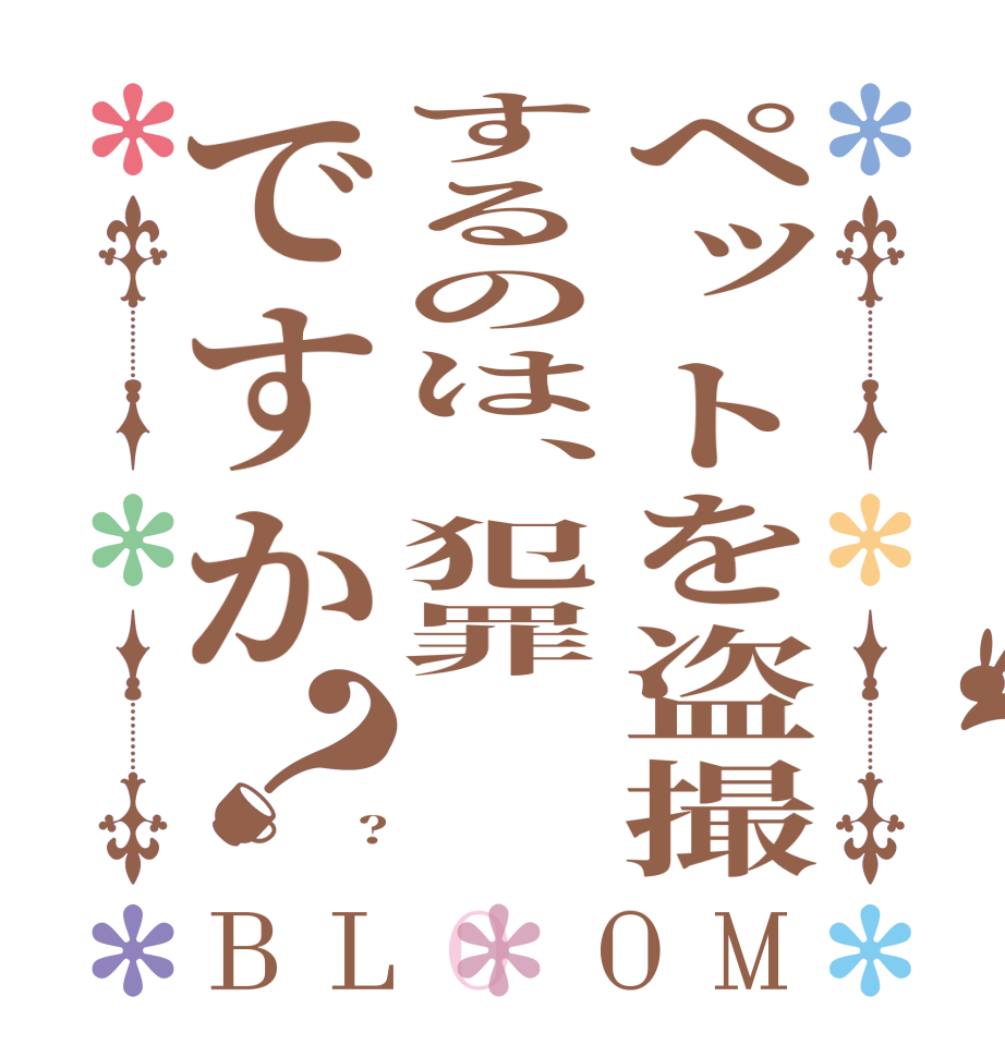 ペットを盗撮するのは、犯罪ですか？BLOOM      ?  