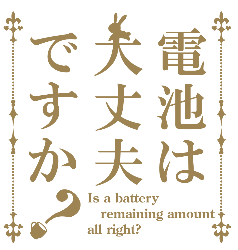 電池は大丈夫ですか？ Is a battery remaining amount all right?
