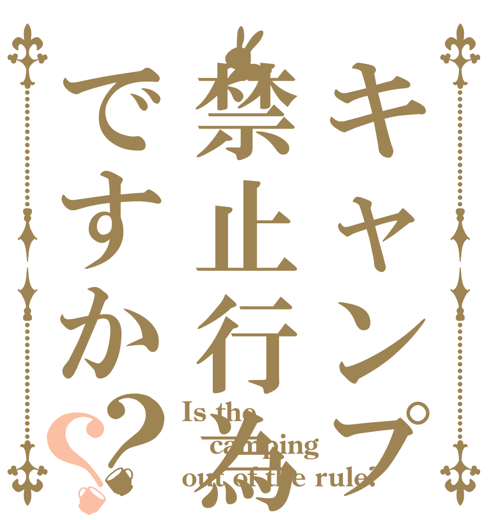 キャンプは禁止行為ですか？？ Is the camping out of the rule?