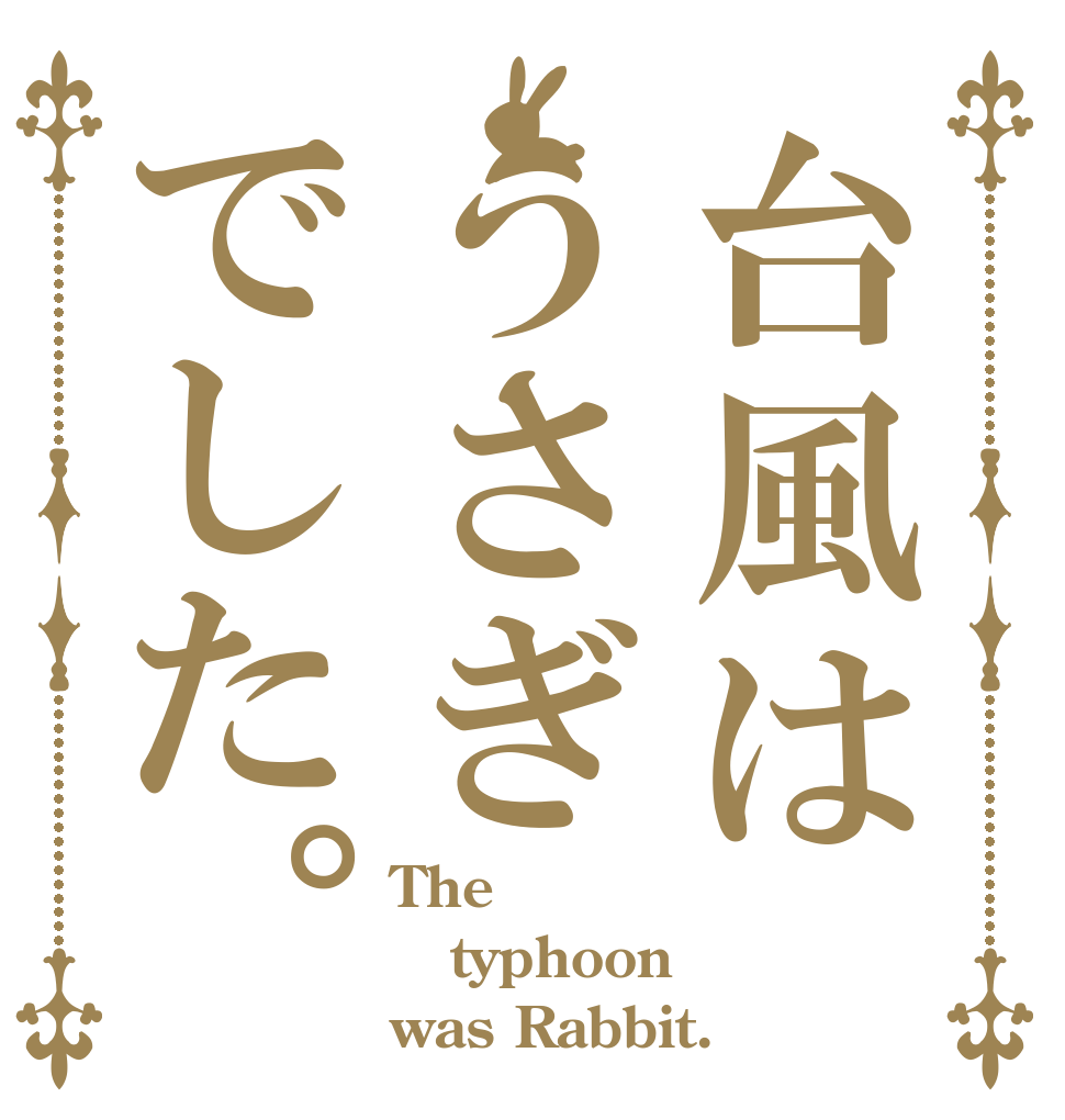台風はうさぎでした。 The typhoon was Rabbit.