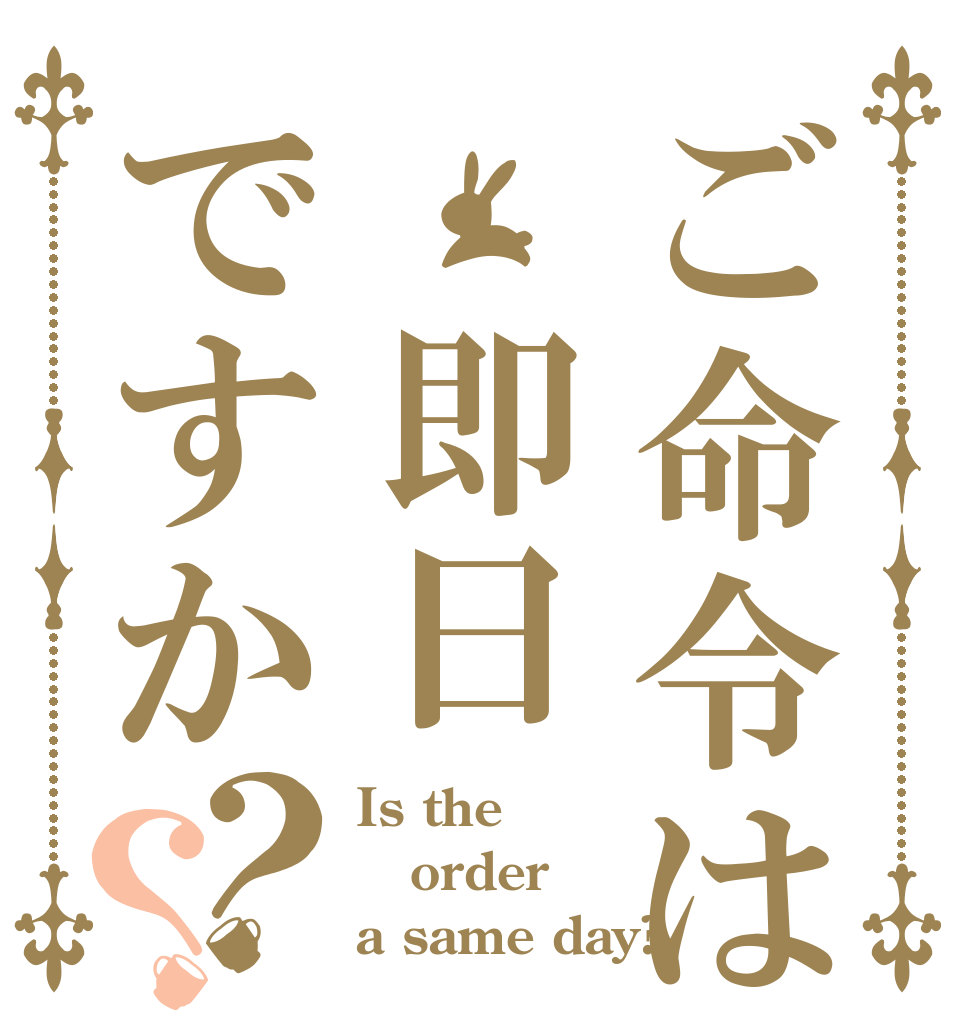 ご命令は 即日ですか？？ Is the order a same day?