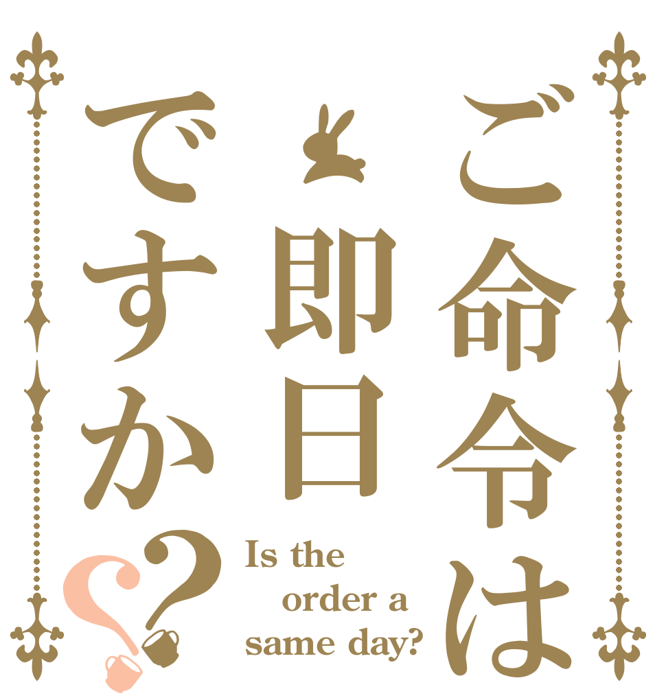 ご命令は 即日ですか？？ Is the order a same day?