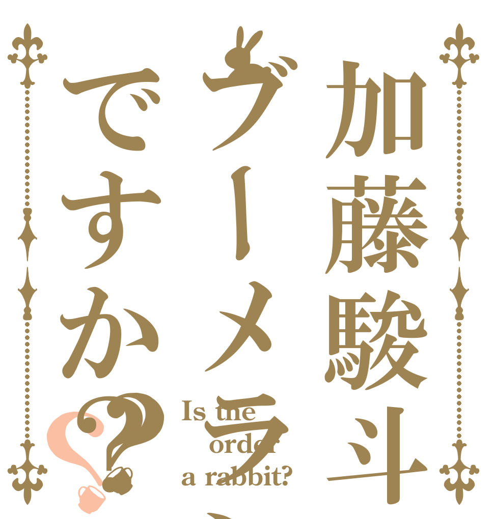 加藤駿斗はブーメランですか？？？ Is the order a rabbit?