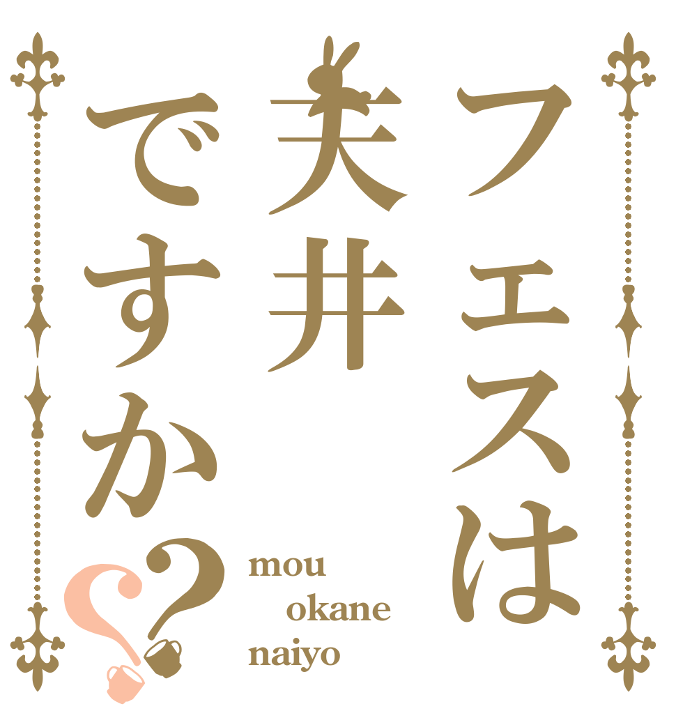 フェスは天井ですか？？ mou okane naiyo