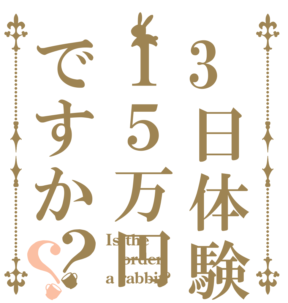 3日体験１５万円ですか？？ Is the order a rabbit?