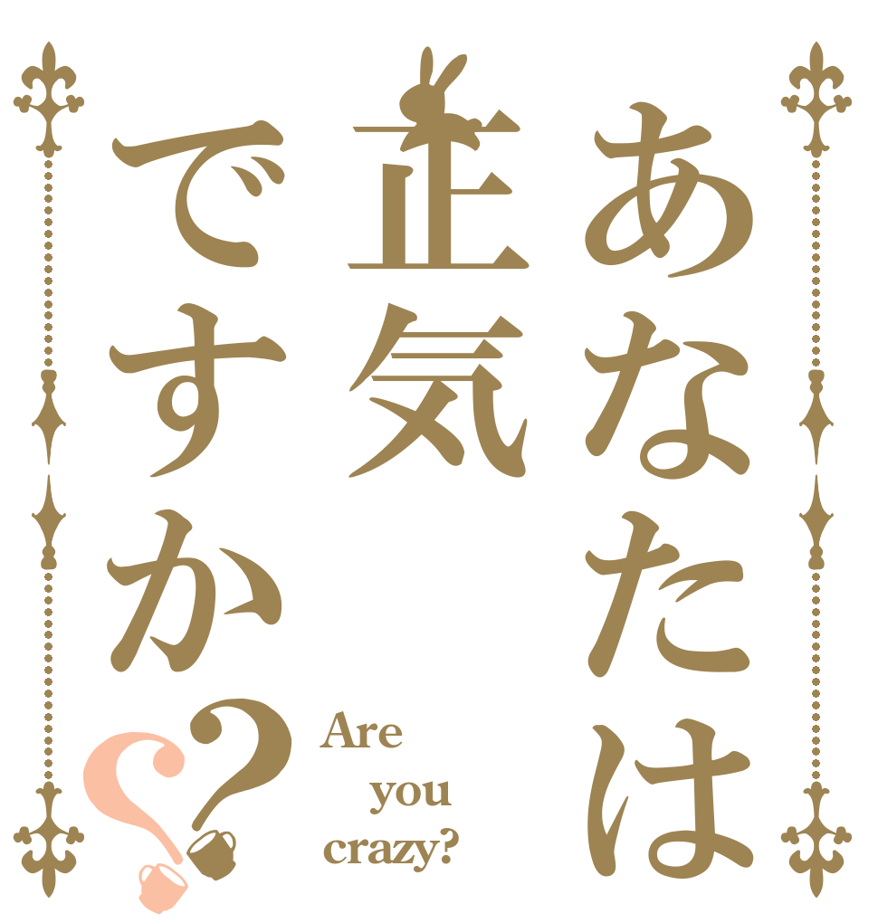 あなたは正気ですか？？ Are you crazy?