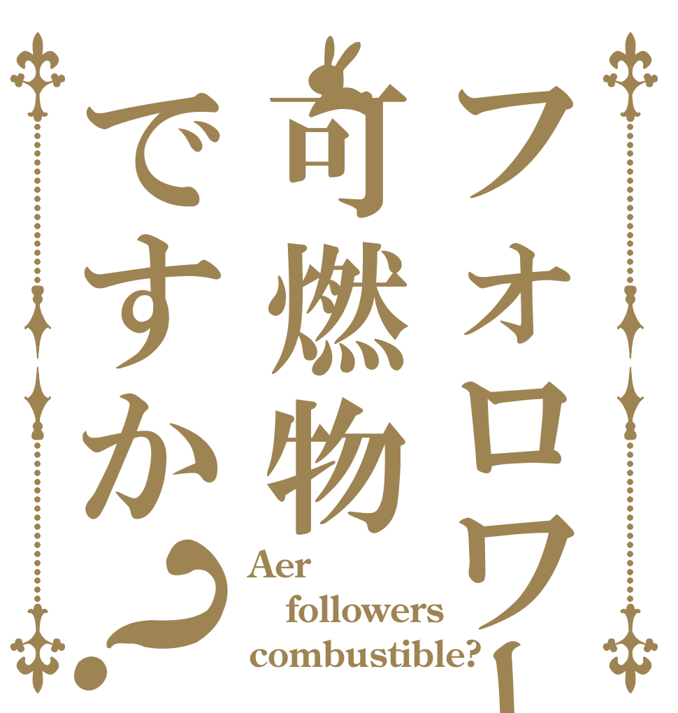 フォロワーは可燃物ですか？ Aer  followers combustible?