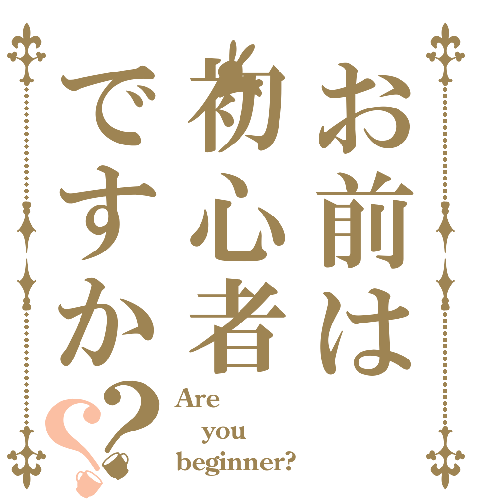 お前は初心者ですか？？ Are you beginner?