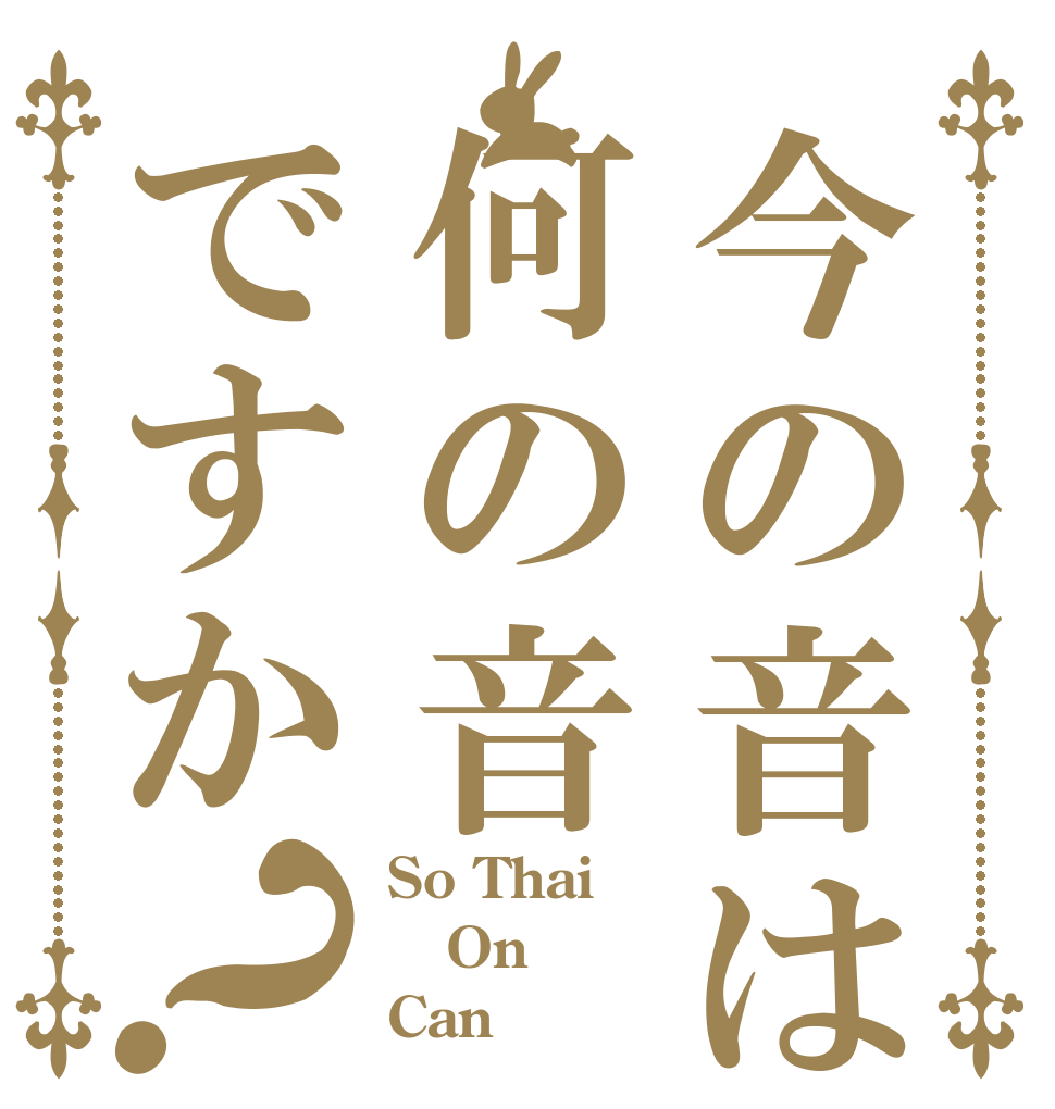 今の音は何の音ですか？ So Thai On  Can