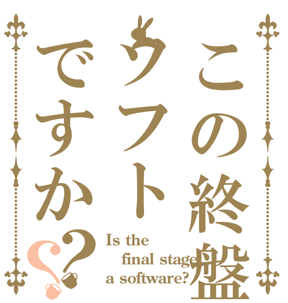 この終盤ソフトですか？？ Is the final stage a software?