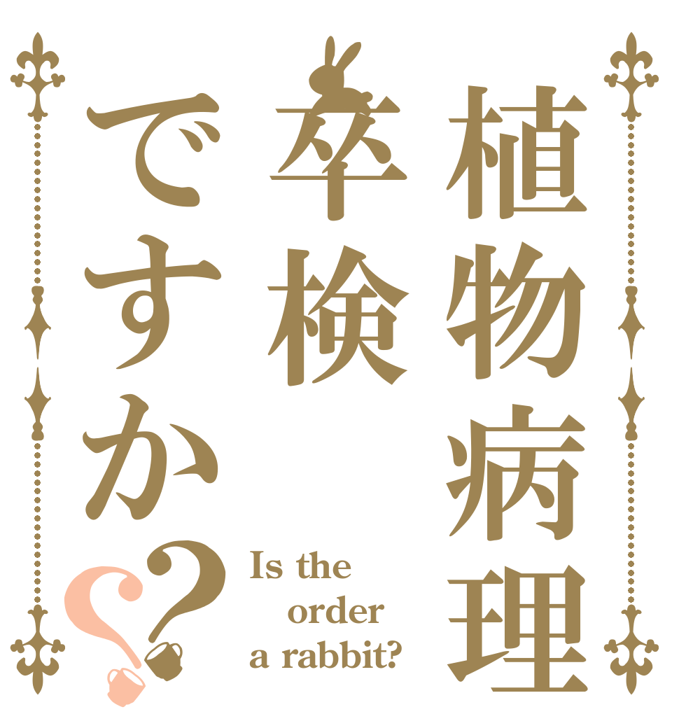植物病理の卒検ですか？？ Is the order a rabbit?