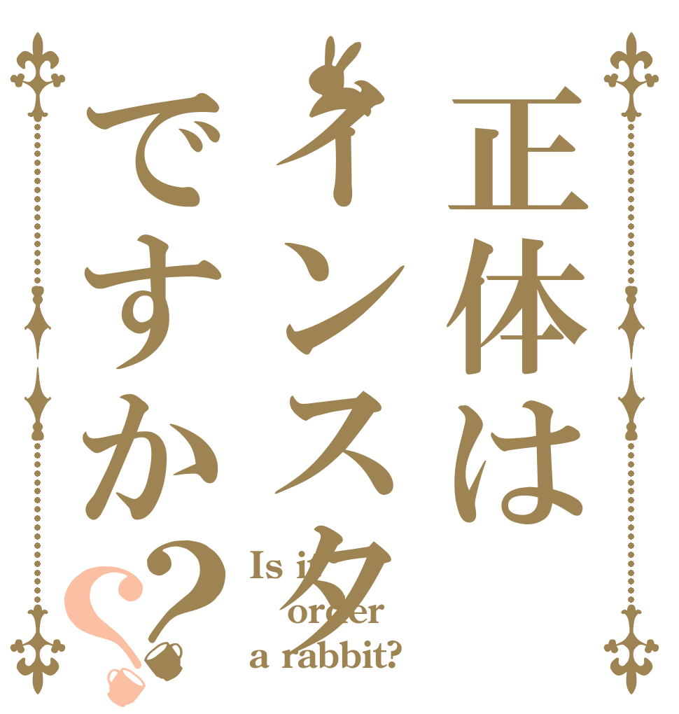 正体はインスタですか？？ Is it order a rabbit?