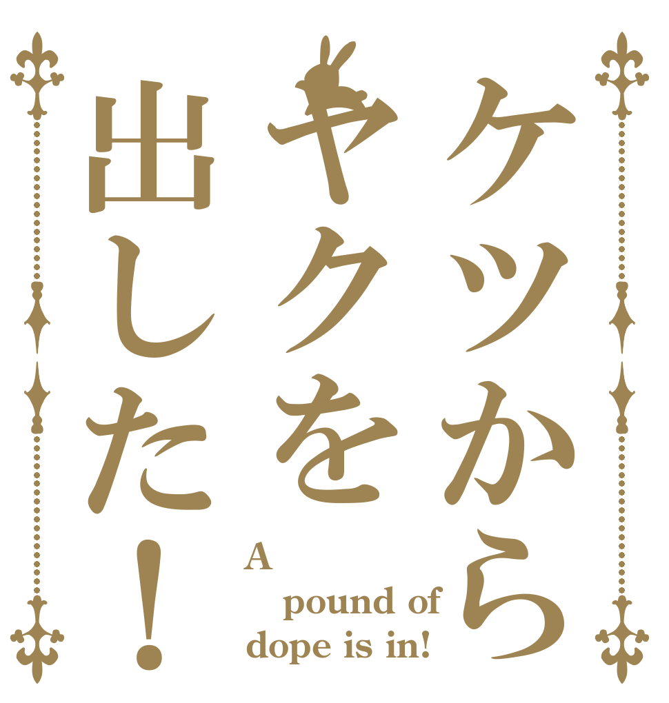 ケツからヤクを出した！ A  pound of dope is in!