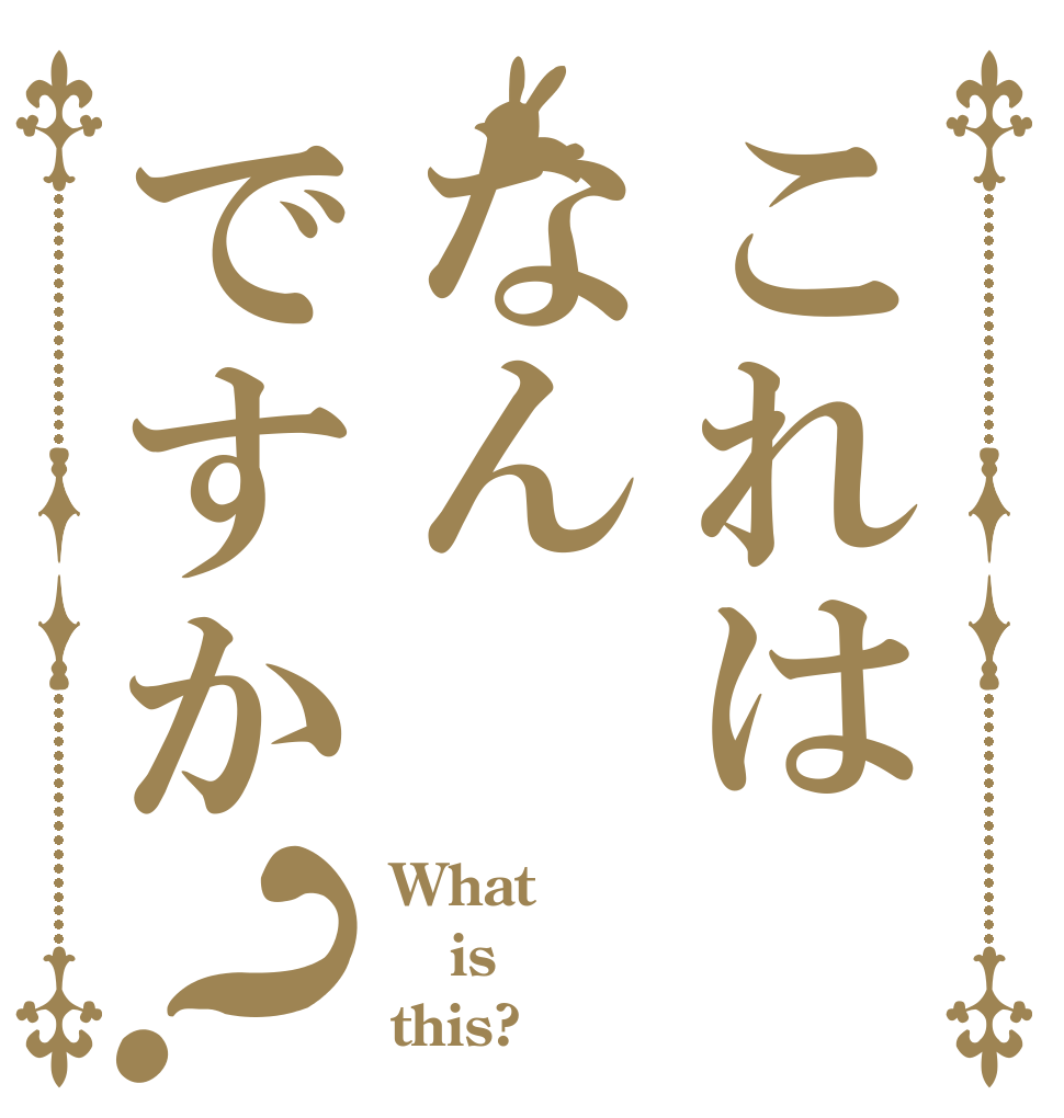 これはなんですか？ What is this?