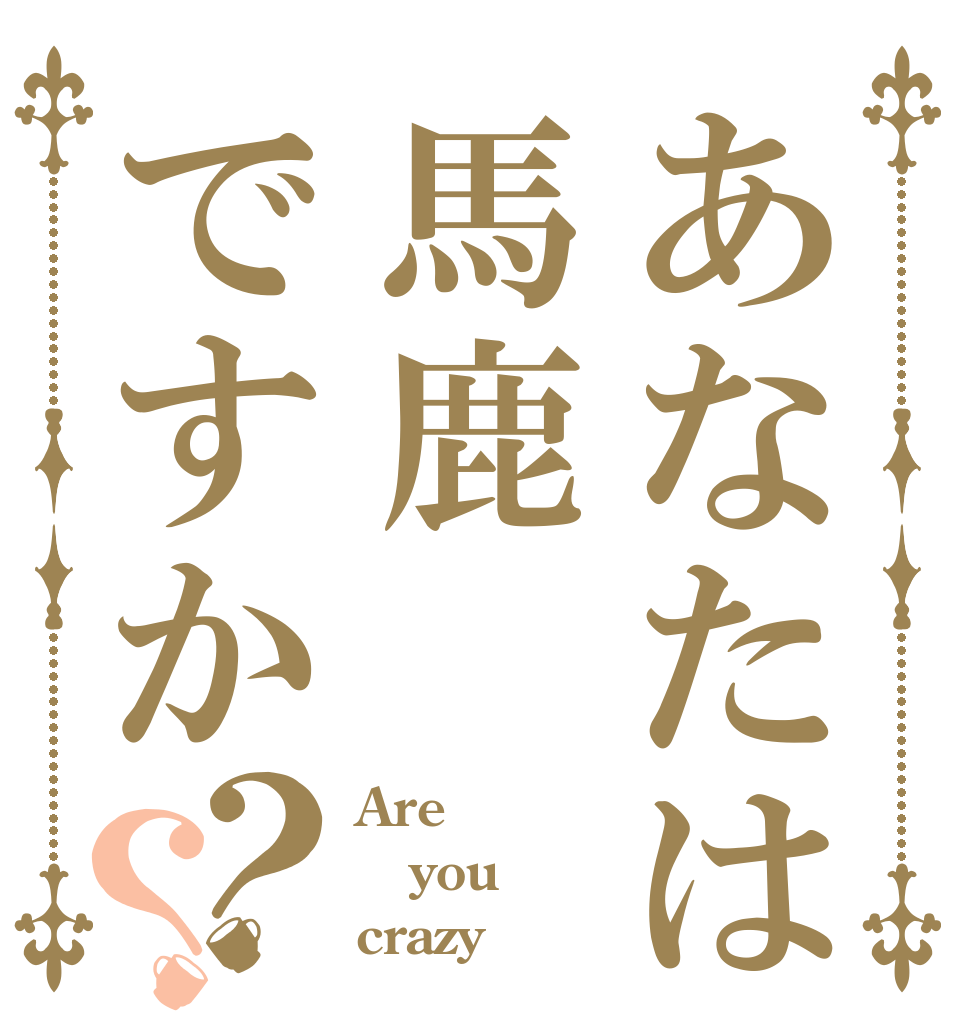 あなたは馬鹿ですか？？ Are you crazy？