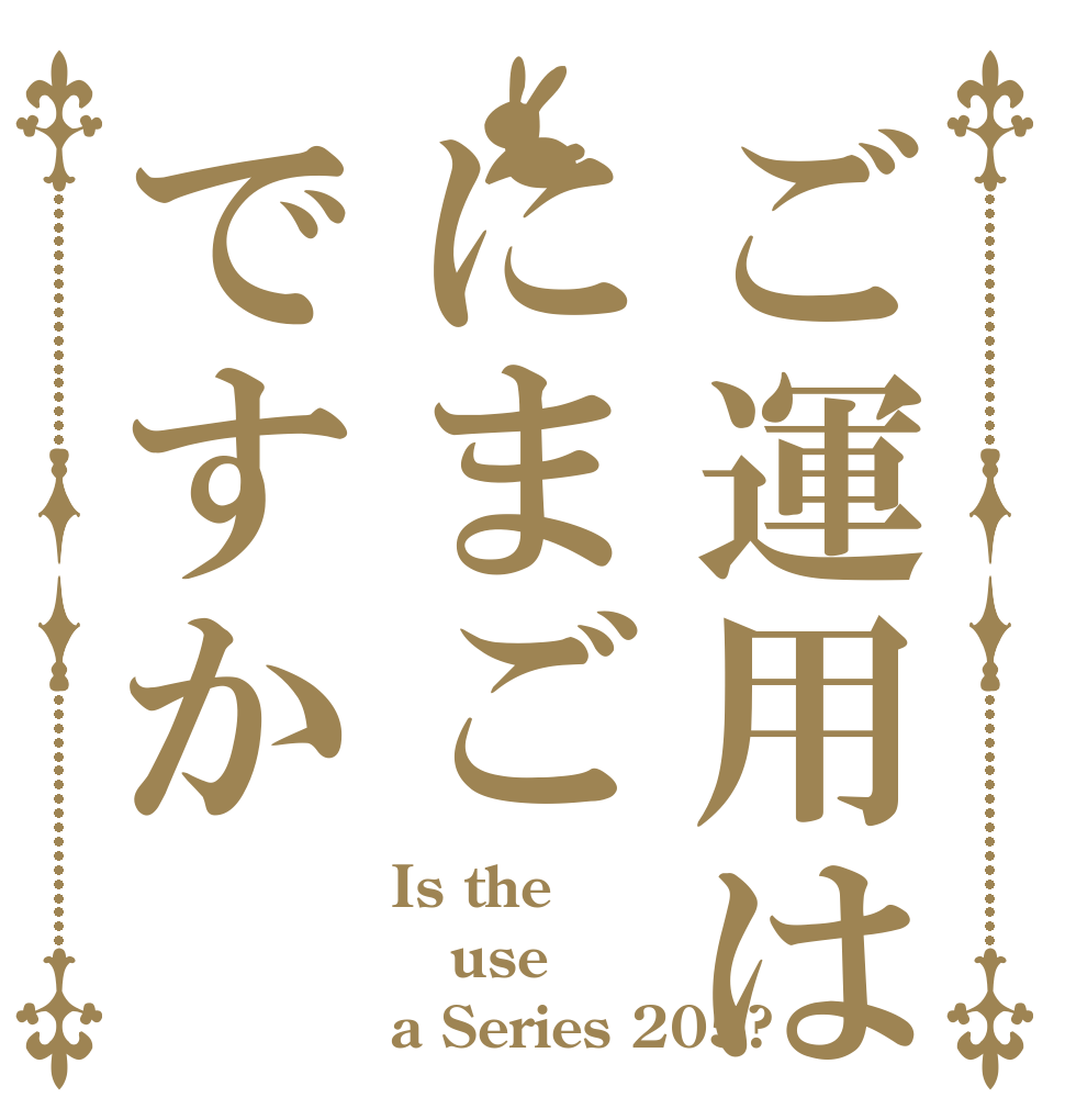 ご運用はにまごですか Is the use a Series 205?