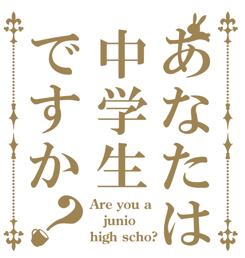 あなたは中学生ですか？ Are you a junio high scho?