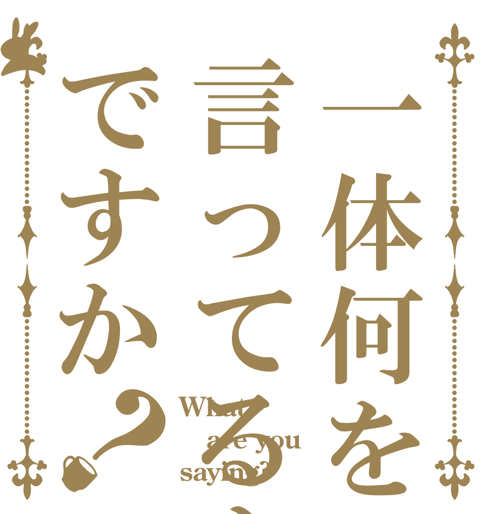 一体何を言ってるんですか？ What are you saying?